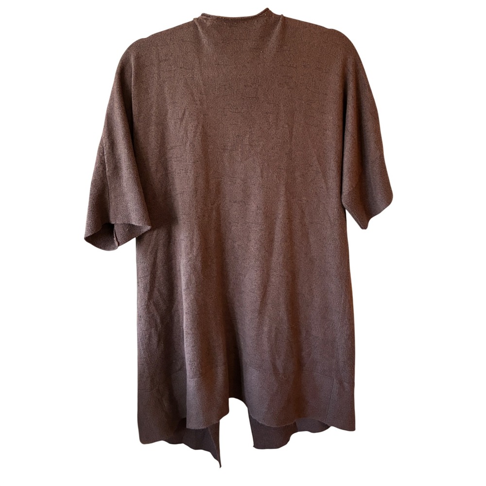 Lagenlook ZOZO Toggle Cardigan Short Sleeve Women Size L Chocolate Brown - Picture 2 of 9